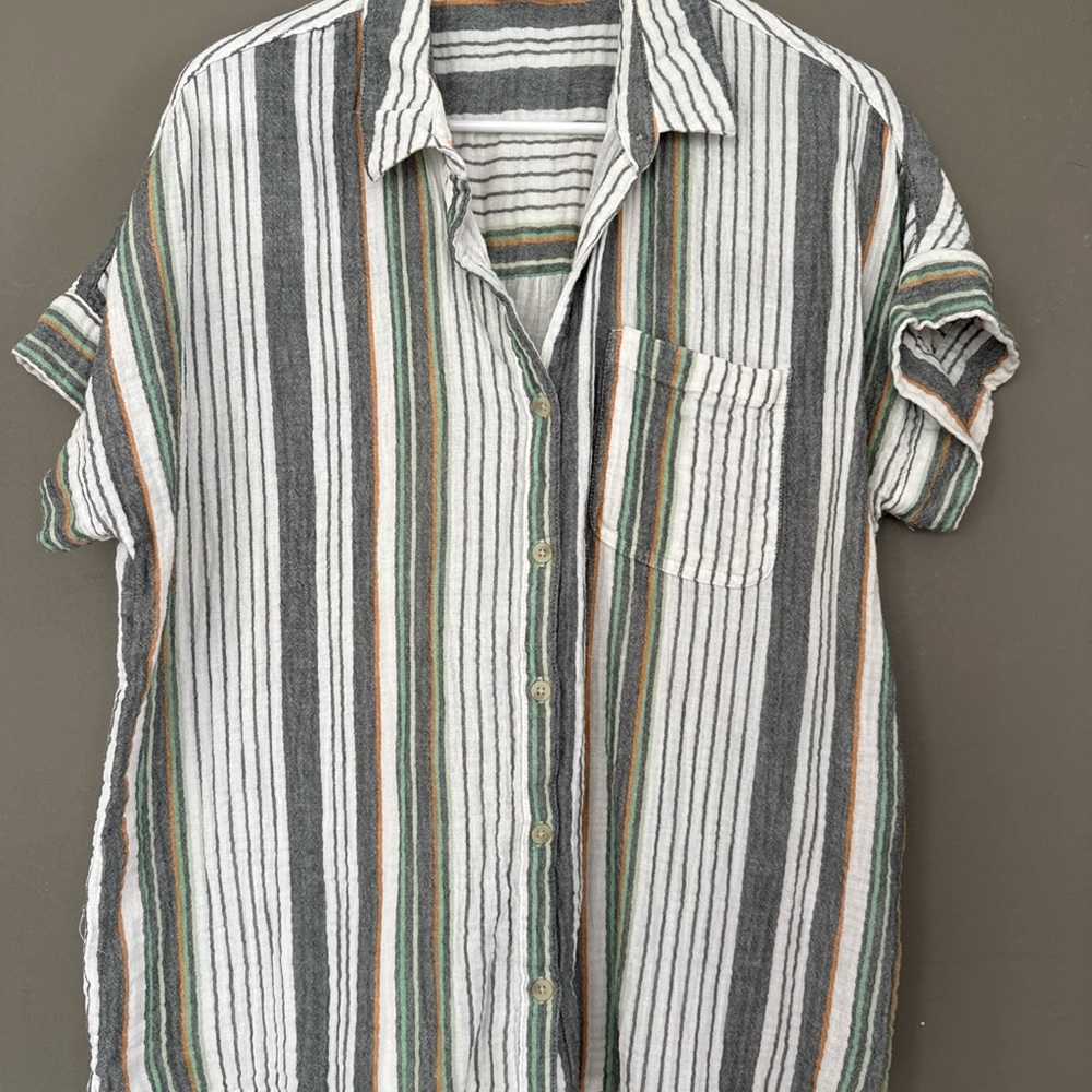 Sonoma Green and Gray Striped Blouse